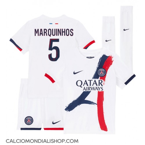 Maglie da calcio Paris Saint-Germain Marquinhos #5 Seconda Maglia Bambino 2024-25 Manica Corta (+ Pantaloni corti)